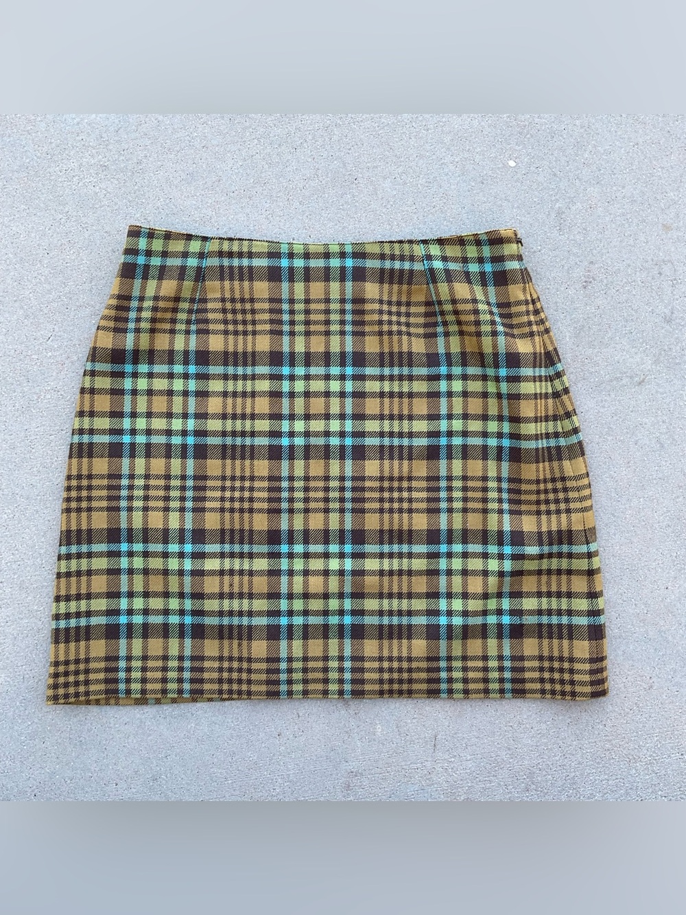 J.crew wool Plaid Mini Skirt in Brown and Aqua Accent